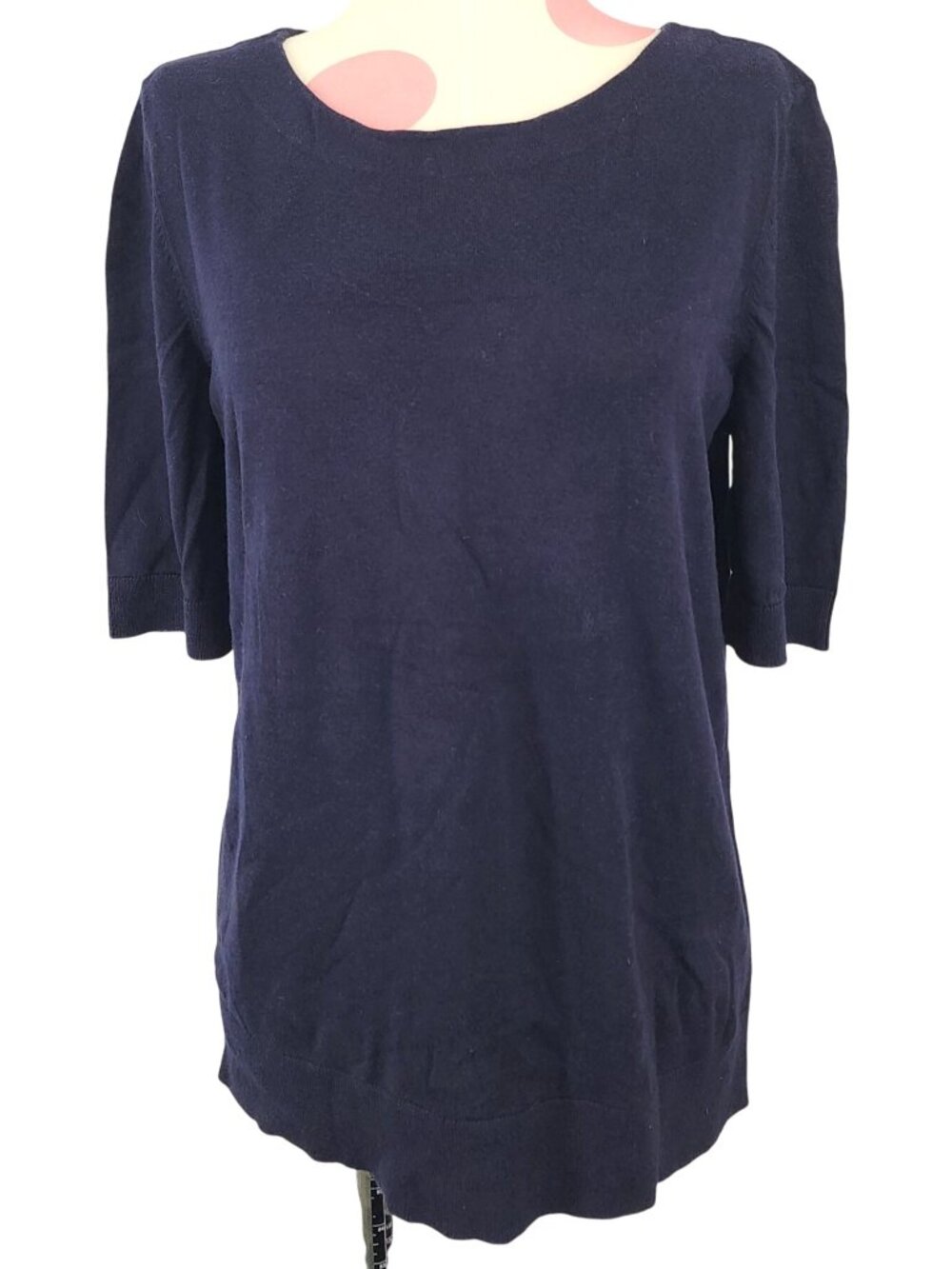 Women's Talbots Navy Blue Thin Sweater Blouse Medium Short Sleeve Blouse